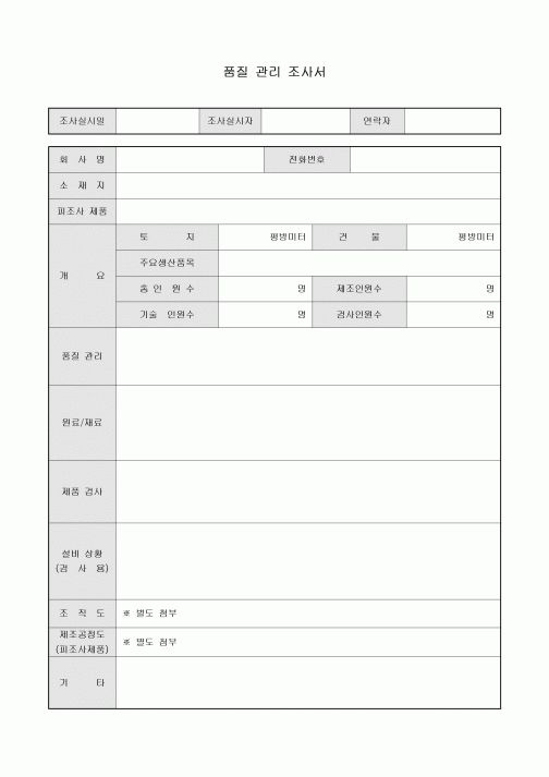 품질 관리 조사서