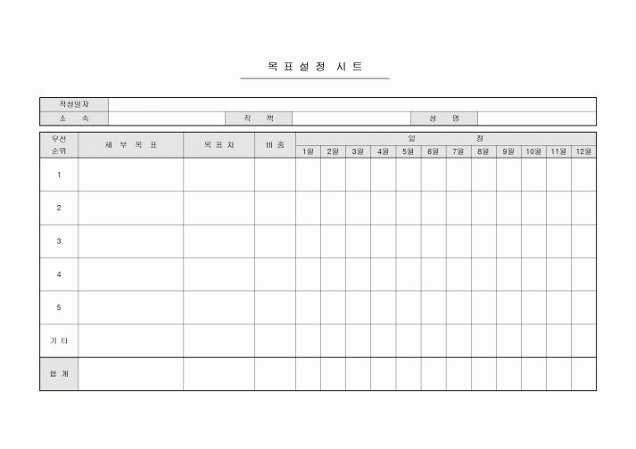 목표설정시트(인사평가)