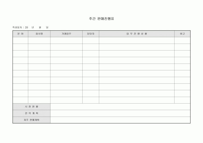 주간 판매 진행표