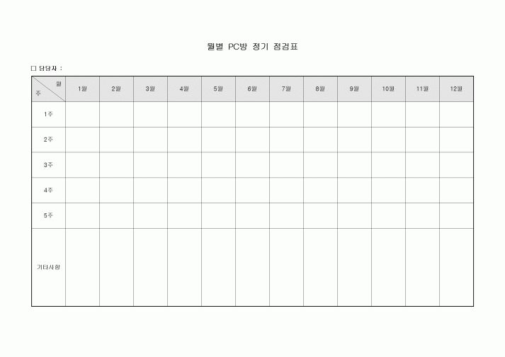 월별 PC방 정기 점검표
