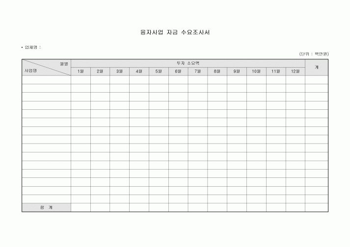융자사업 자금 수요조사서