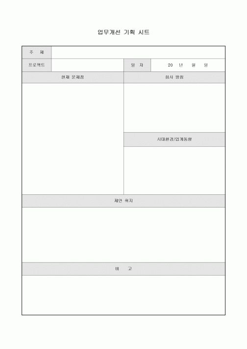 업무 개선 기획 시트