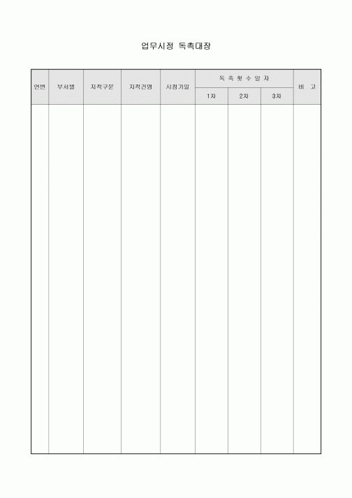 업무 시정 독촉 대장