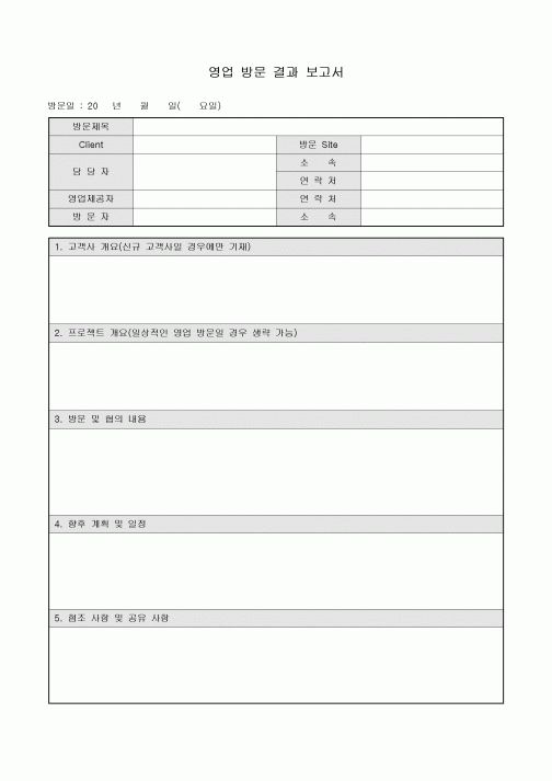 영업 방문 결과 보고서
