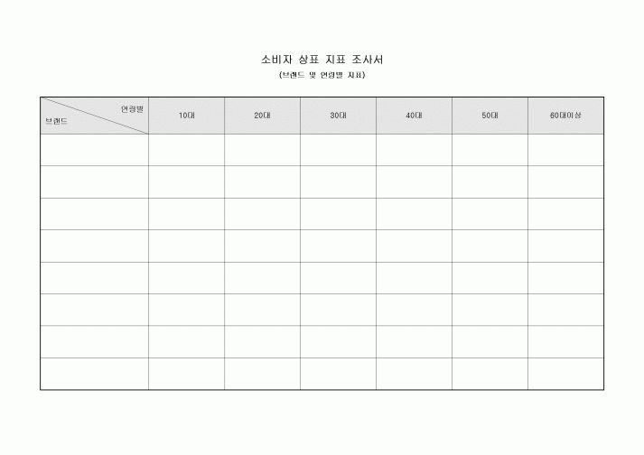 소비자 상표 지표 조사서(브랜드 및 연령별 지표)