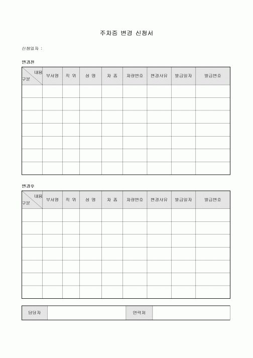 주차증 변경 신청서