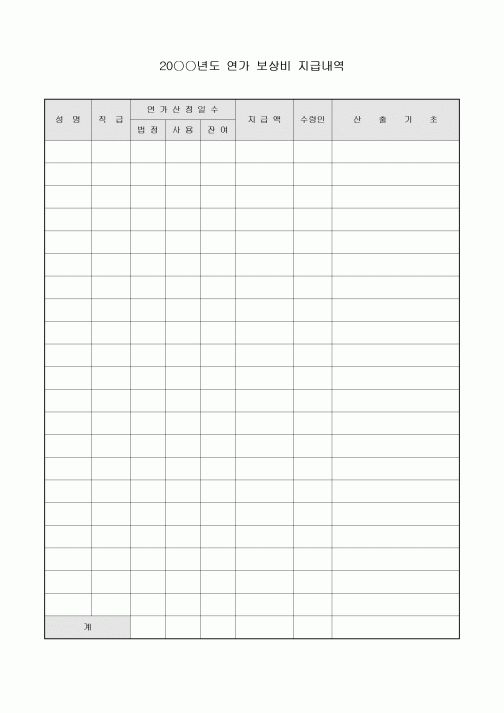 지급내역서(연가 보상비)