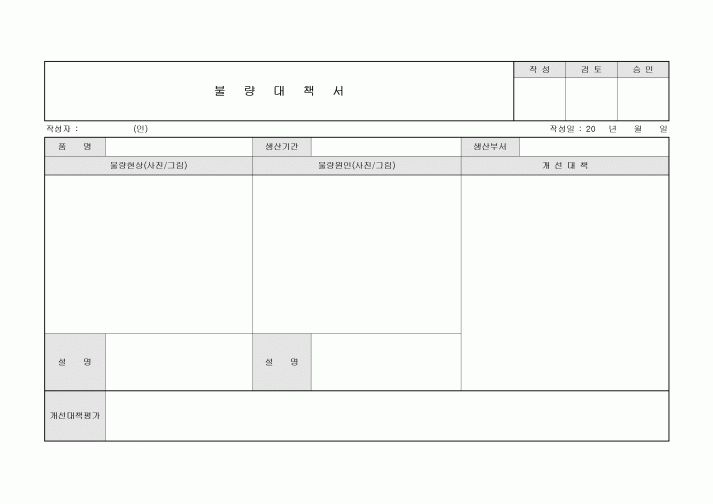 불량대책서(사진첨부)