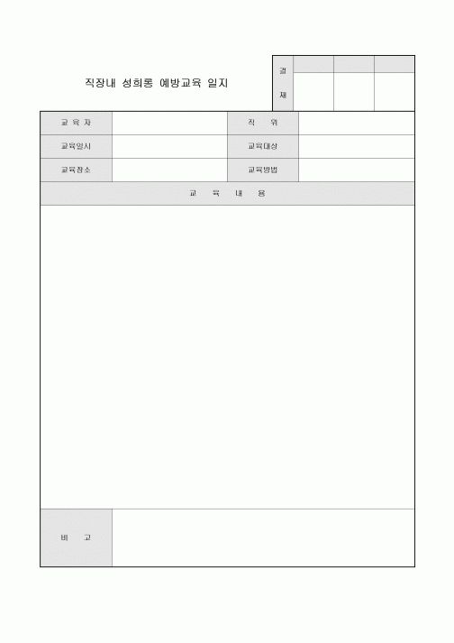 직장내 성희롱 예방 교육 일지