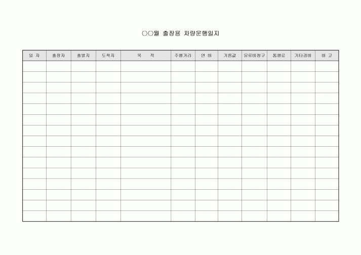 차량운행일지(출장용)