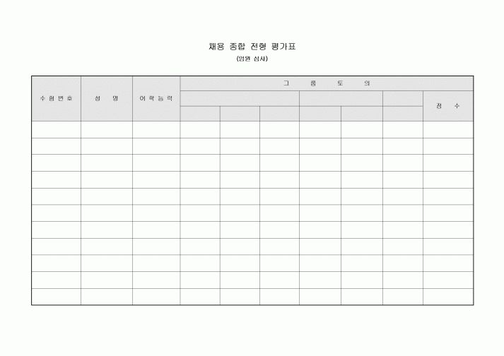 채용 종합 전형 평가표(임원 심사)