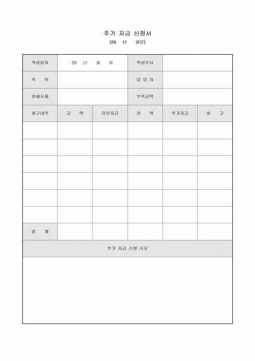 추가 자금 신청서(월간)