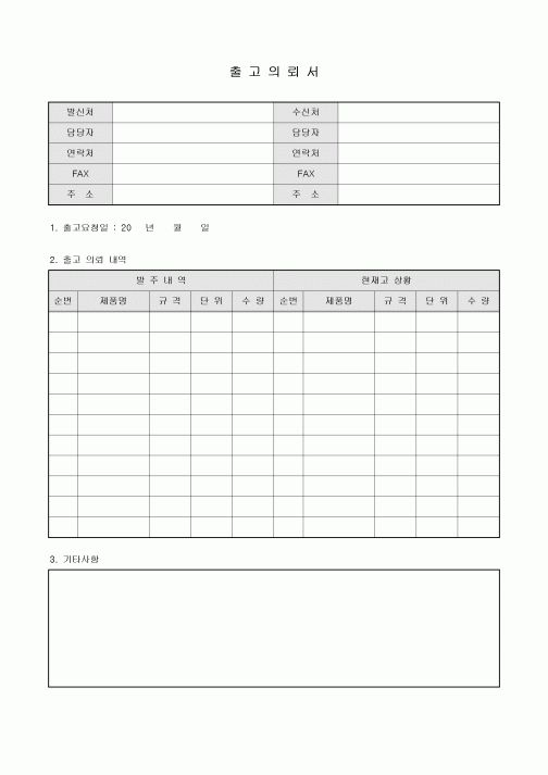 출고의뢰서(재고상황포함)