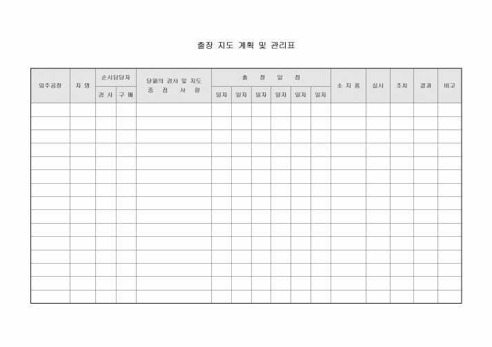 출장 지도 계획 및 관리표