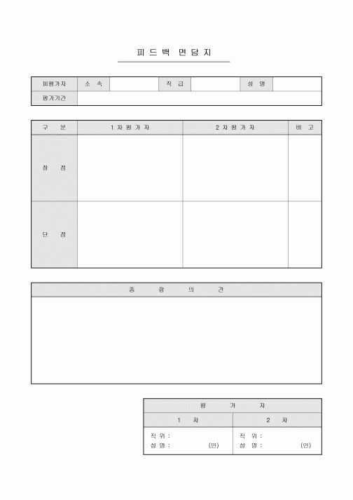 피드백면담지(인사평가)