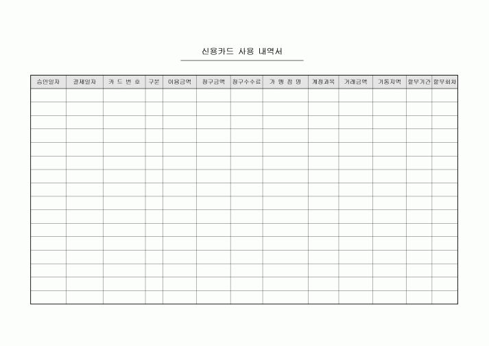신용카드 사용 내역서
