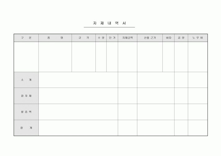 자재내역서
