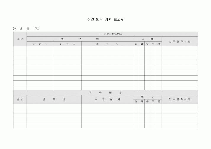 주간 업무 계획 보고서