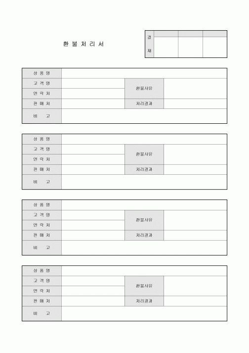 환불처리서