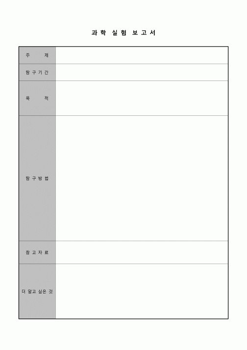 (학생) 과학실험 보고서(초등학생)