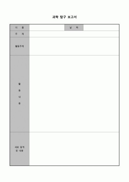 (학생) 보고서(초등, 과학탐구)