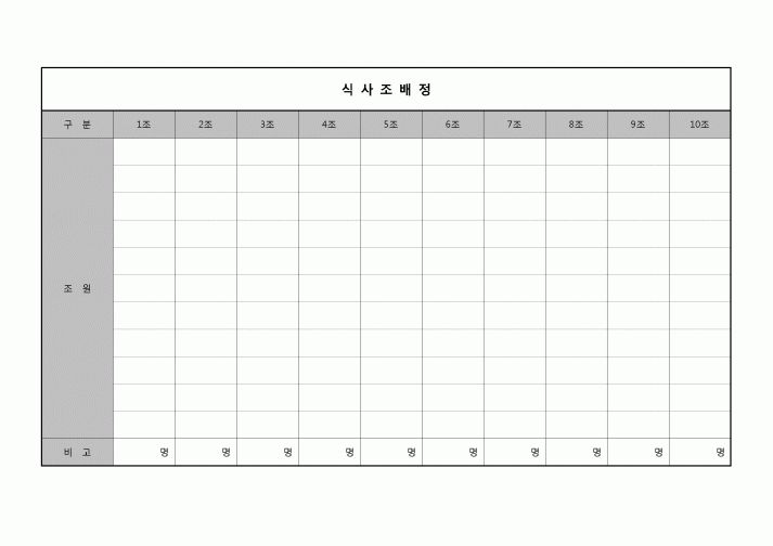 (운영) 식사조 배정