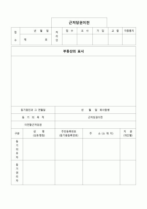 (부동산등기)회사합병으로 인한 근저당권이전(구분건물)