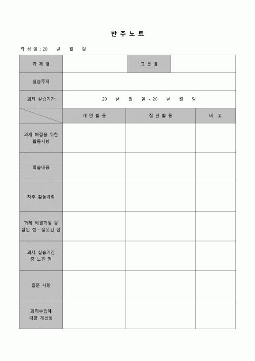 (학생) 반추노트(과제실습)
