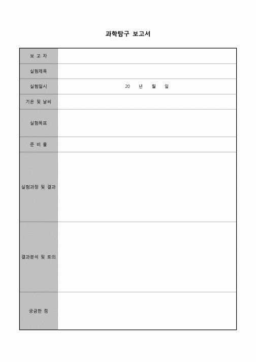 (학생) 과학탐구 보고서(초등학생)