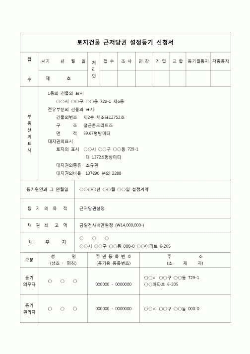 (등기)토지건물 금지사항 등기신청