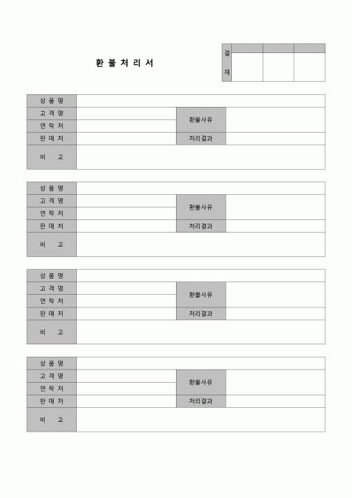 (영업)환불 처리서