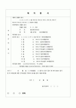 (등기)근저당권 해지증서