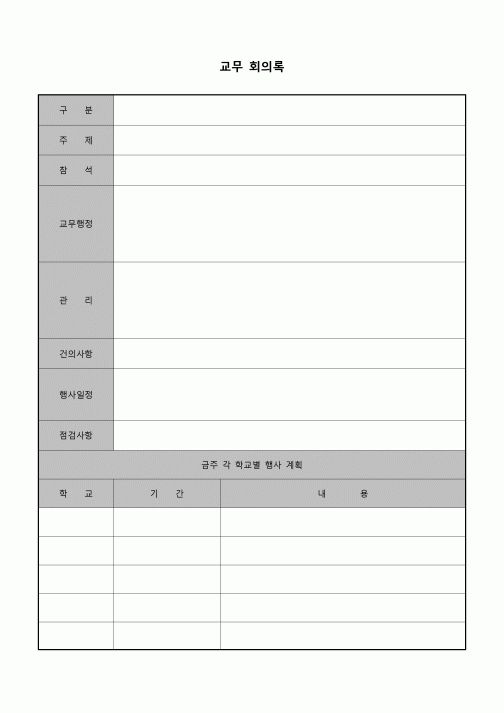 (학원) 교무 회의록(학원)