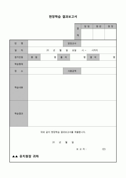 (유아교육) 현장학습 결과보고서(유치원)