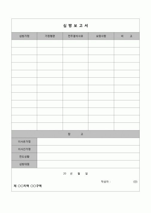 (종교) 심방 보고서