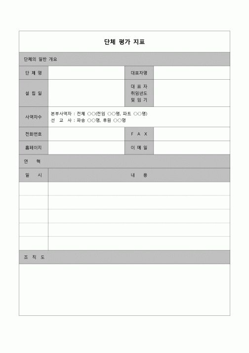 (종교)  선교단체 평가지표