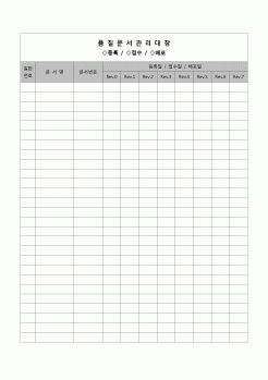 (품질관리)품질 문서 관리 대장