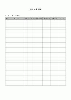 (종교)  비품 대장(교회)