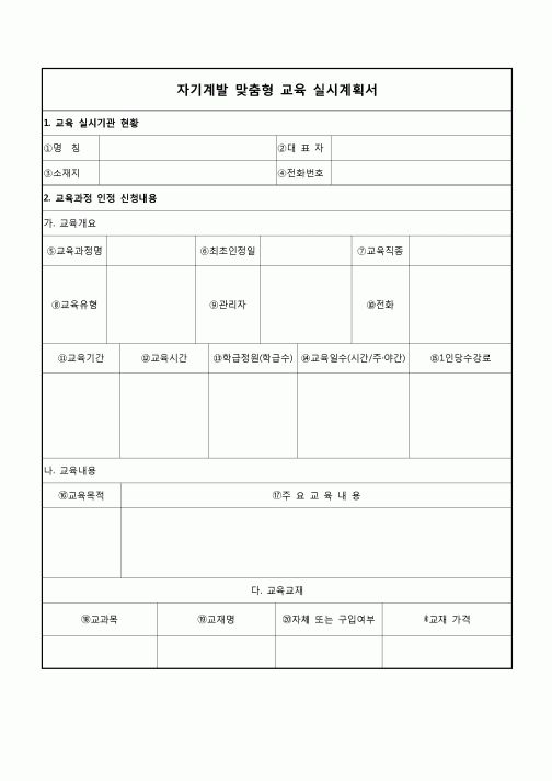 (중소기업청)자기계발 맞춤형 교육 실시계획서